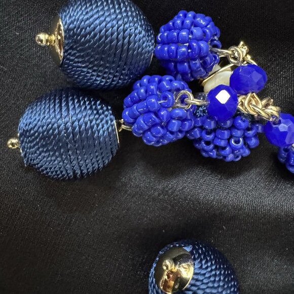 Lilly Pulitzer Copa Salsa Clip On Earrings Blue Goldtone Bead Dangle 2.5" NEW - Picture 5 of 6